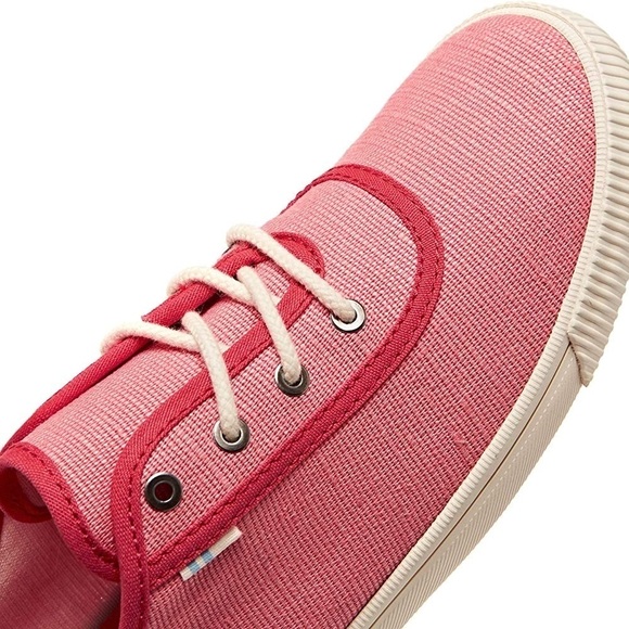 Toms Pink and Red Canvas Shoes with Laces Size 7 - Picture 9 of 11